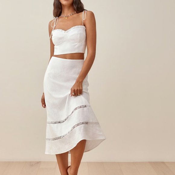 Reformation Dresses & Skirts - Reformation Rima Linen Two Piece Skirt Top White